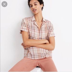 madewell park popover shirt in plaid